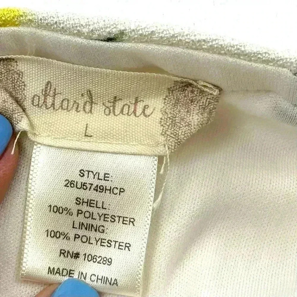 Altar’d State White Floral Plunge Neck Spaghetti Strap Tie Mini Dress Size L - Picture 13 of 16